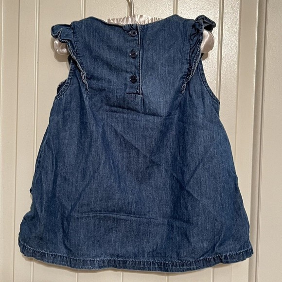 OshKosh B'Gosh Baby Girls' 5T Embroidered Chambray Ruffle Short Sleeve Top Blue - Picture 2 of 7